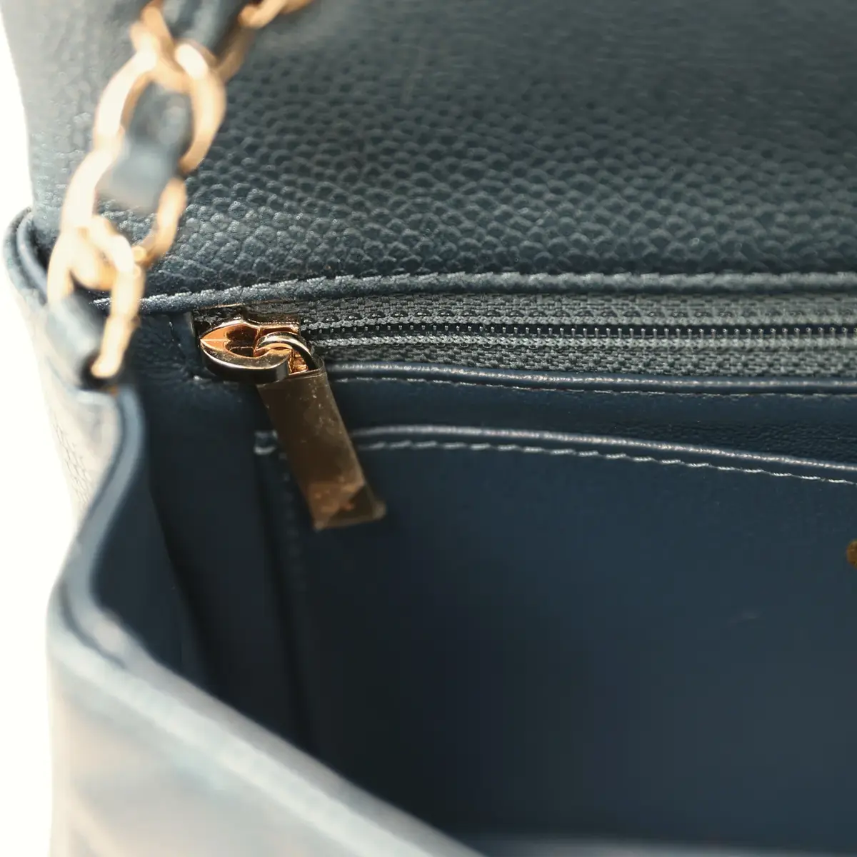 Chanel Pre-owned Chanel Mini Classic Rectangular Flap Bag Blue Iridescent Caviar Light Gold Hardware | Thumbnail 10 Chanel Pre-owned Chanel Mini Classic Rectangular Flap Bag Blue Iridescent Caviar Light Gold Hardware | Thumbnail 10
