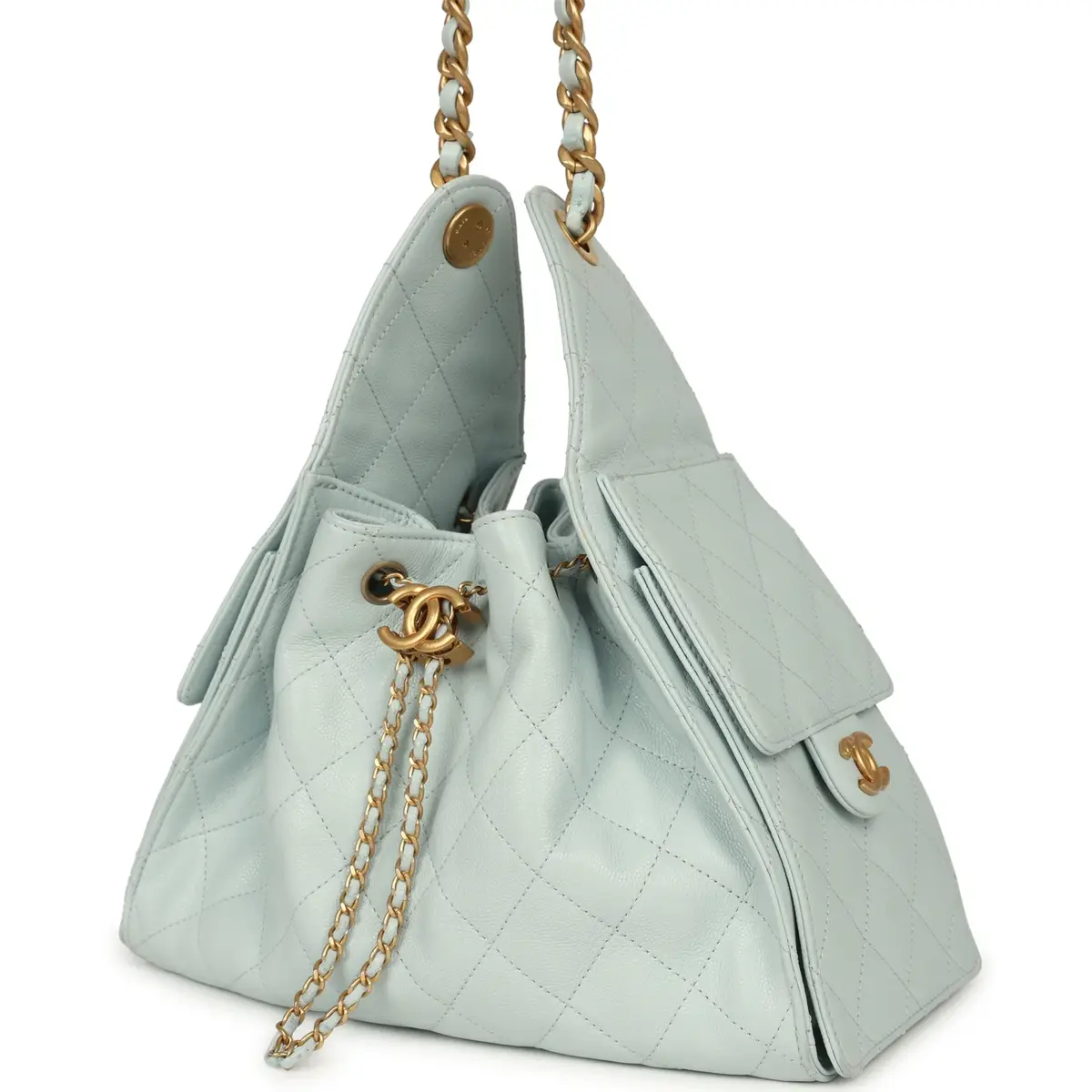 Chanel Pre-owned Chanel Small 25 Hobo Bag Light Blue Caviar Antique Gold Hardware | Thumbnail 5 Chanel Pre-owned Chanel Small 25 Hobo Bag Light Blue Caviar Antique Gold Hardware | Thumbnail 5