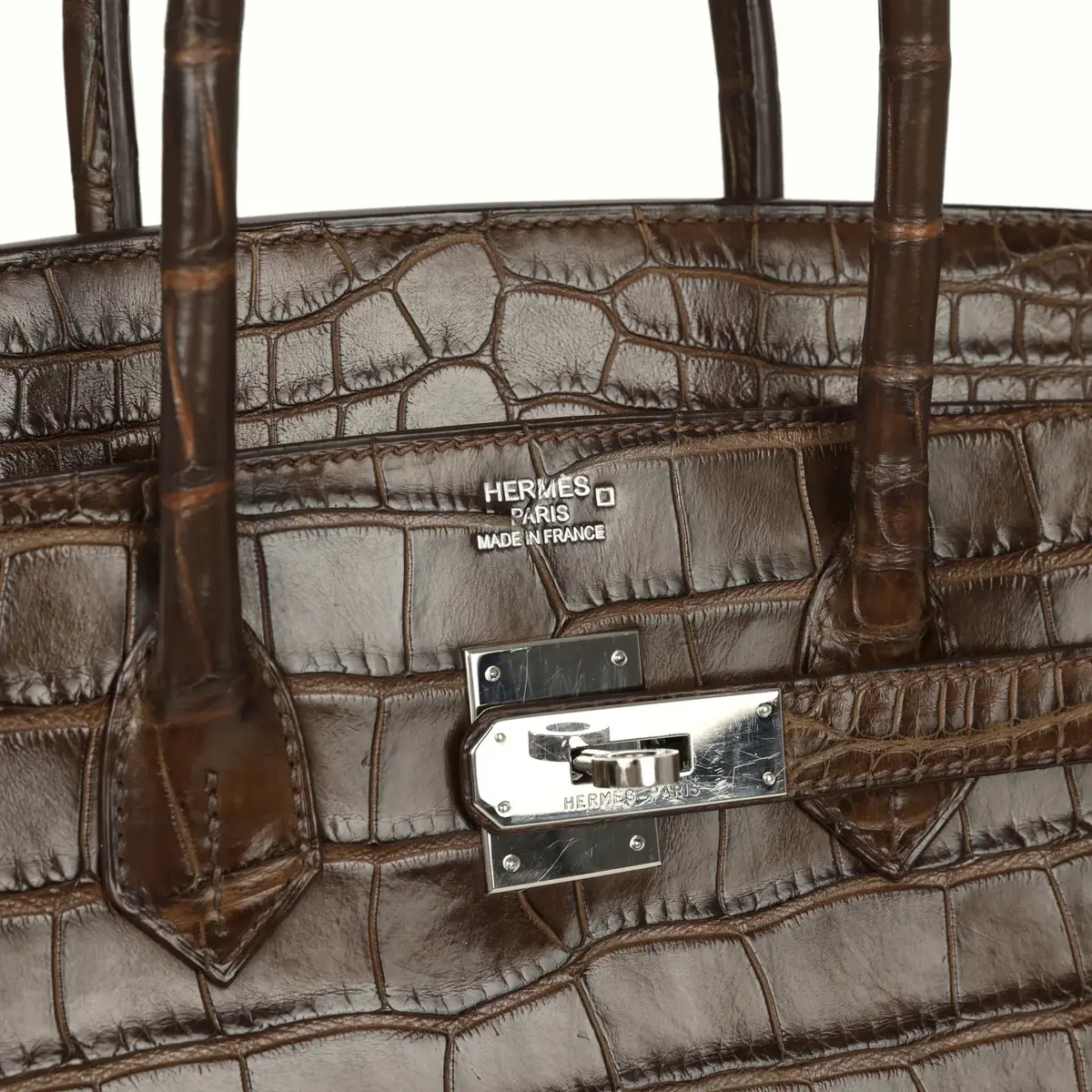 HERMÈS Pre-owned Hermes Birkin 35 Gris Elephant Matte Alligator Palladium Hardware | Thumbnail 7 HERMÈS Pre-owned Hermes Birkin 35 Gris Elephant Matte Alligator Palladium Hardware | Thumbnail 7