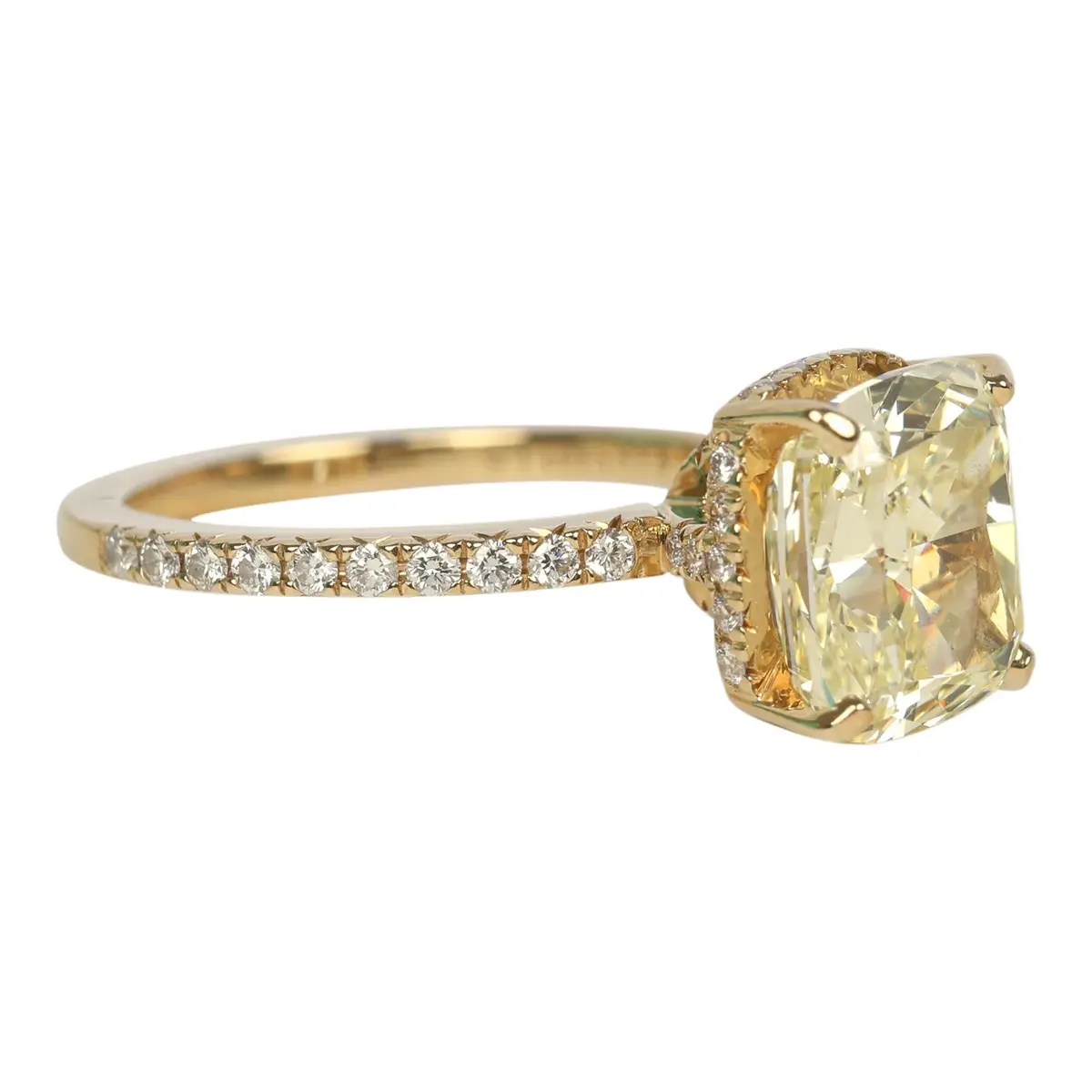 Tiffany Pre-owned Tiffany True Engagement Ring Fancy Yellow Diamond 18K Yellow Gold | Thumbnail 2 Tiffany Pre-owned Tiffany True Engagement Ring Fancy Yellow Diamond 18K Yellow Gold | Thumbnail 2
