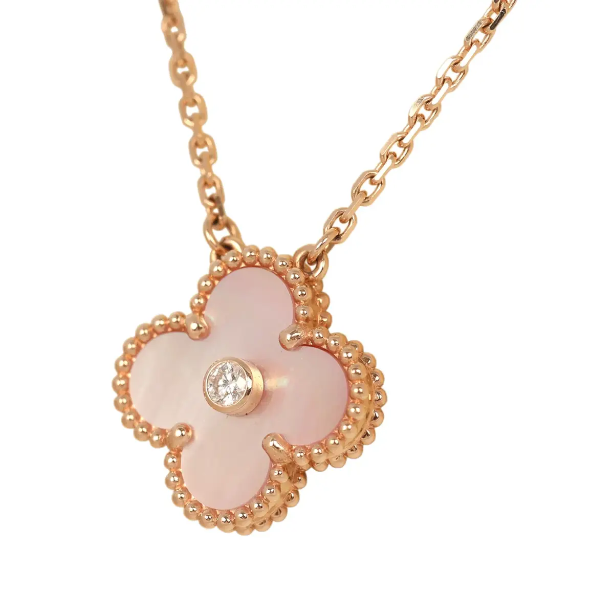 Van Cleef & Arpels Van Cleef & Arpels 2025 Holiday Vintage Alhambra Pendant Necklace Pink Mother Of Pearl 18K Rose Gold & Diamonds | Thumbnail 5