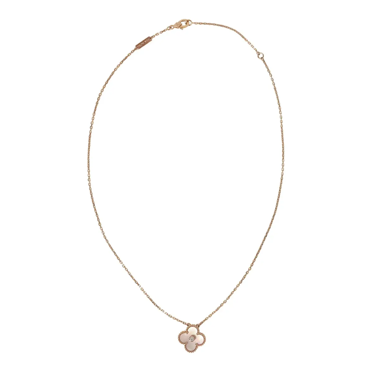 Van Cleef & Arpels Van Cleef & Arpels 2025 Holiday Vintage Alhambra Pendant Necklace Pink Mother Of Pearl 18K Rose Gold & Diamonds | Thumbnail 6