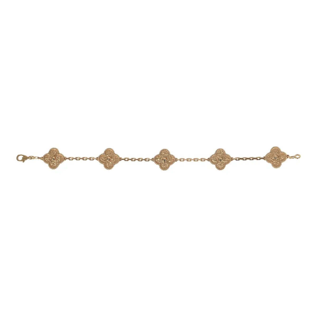 Van Cleef & Arpels Van Cleef & Arpels Vintage Alhambra 5 Motif Bracelet Hammered 18K | Thumbnail 2