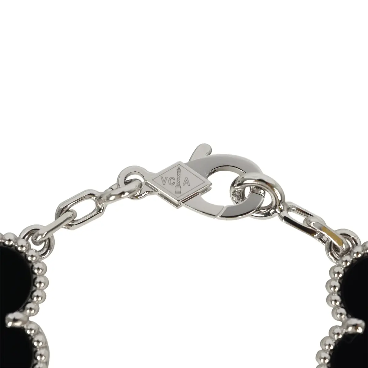 Van Cleef & Arpels Van Cleef & Arpels Vintage Alhambra 5 Motif Bracelet Onyx 18K White Gold | Thumbnail 4 Van Cleef & Arpels Van Cleef & Arpels Vintage Alhambra 5 Motif Bracelet Onyx 18K White Gold | Thumbnail 4
