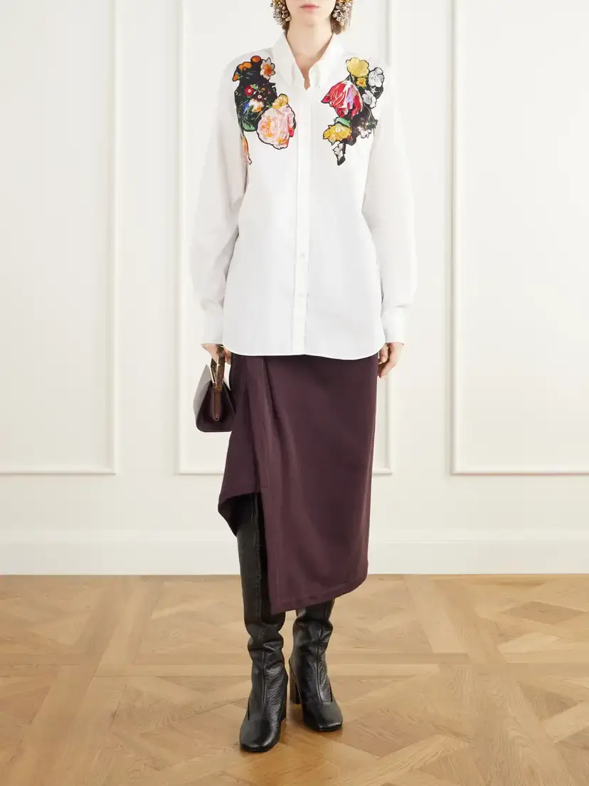 Dries Van Noten Floral-embroidered Cotton-poplin Shirt | Thumbnail 2 Dries Van Noten Floral-embroidered Cotton-poplin Shirt | Thumbnail 2