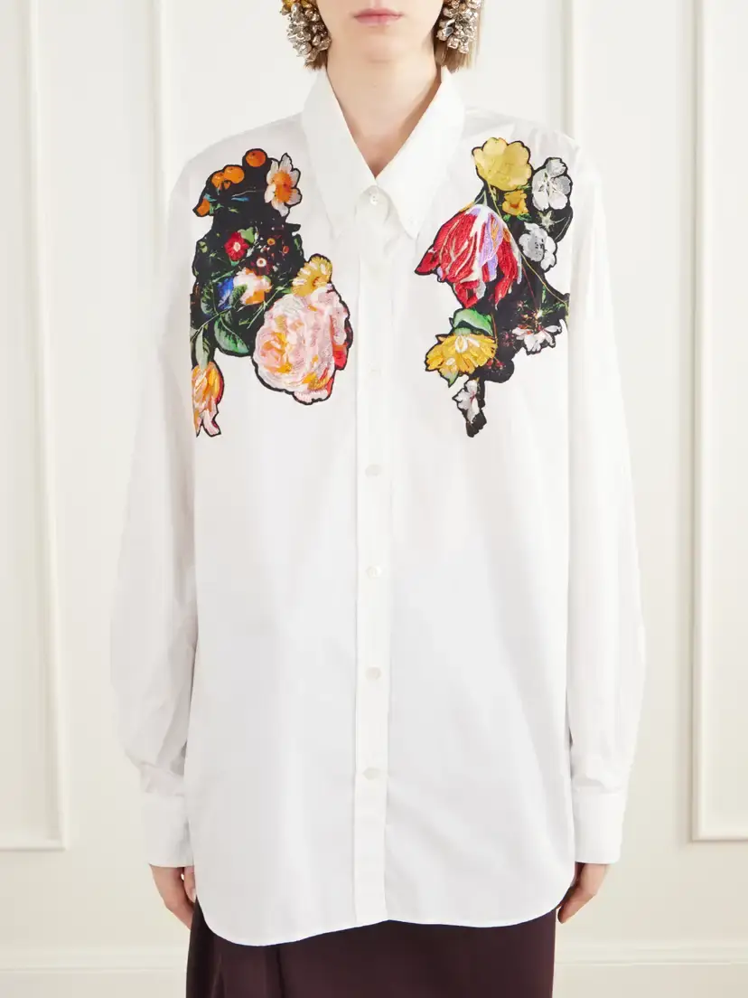 Dries Van Noten Floral-embroidered Cotton-poplin Shirt | Thumbnail 3 Dries Van Noten Floral-embroidered Cotton-poplin Shirt | Thumbnail 3