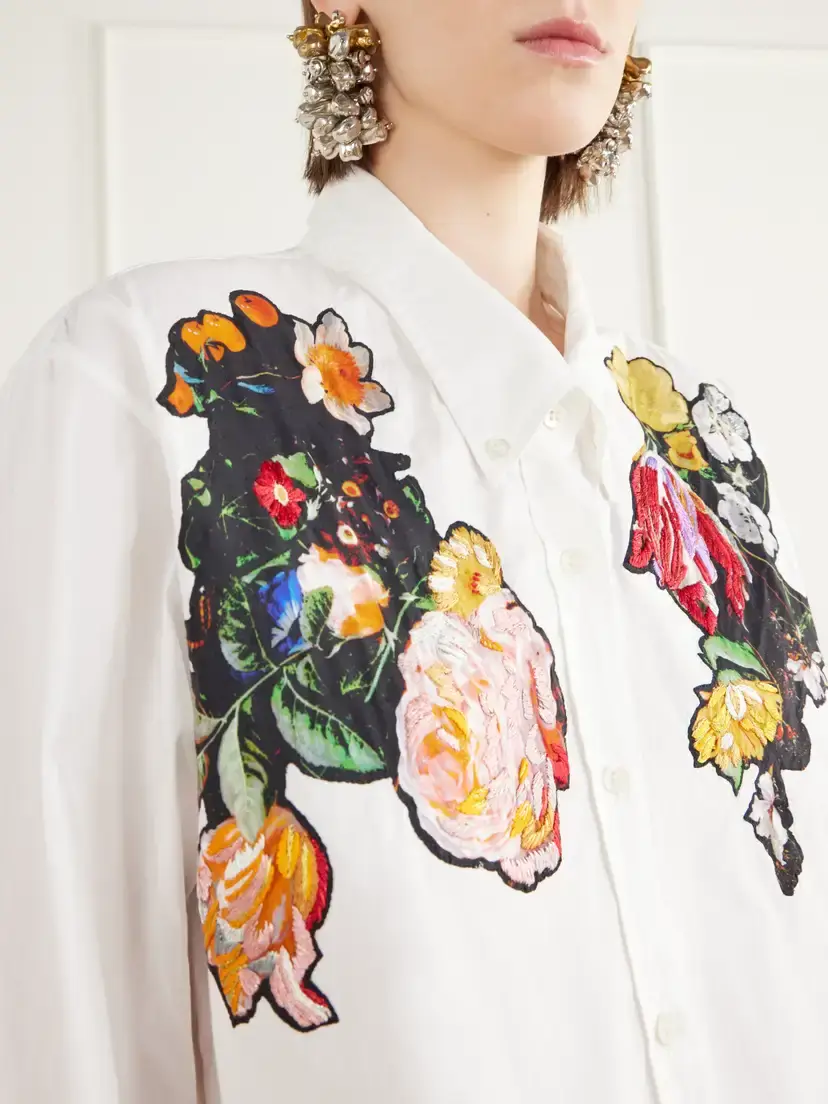 Dries Van Noten Floral-embroidered Cotton-poplin Shirt | Thumbnail 5 Dries Van Noten Floral-embroidered Cotton-poplin Shirt | Thumbnail 5