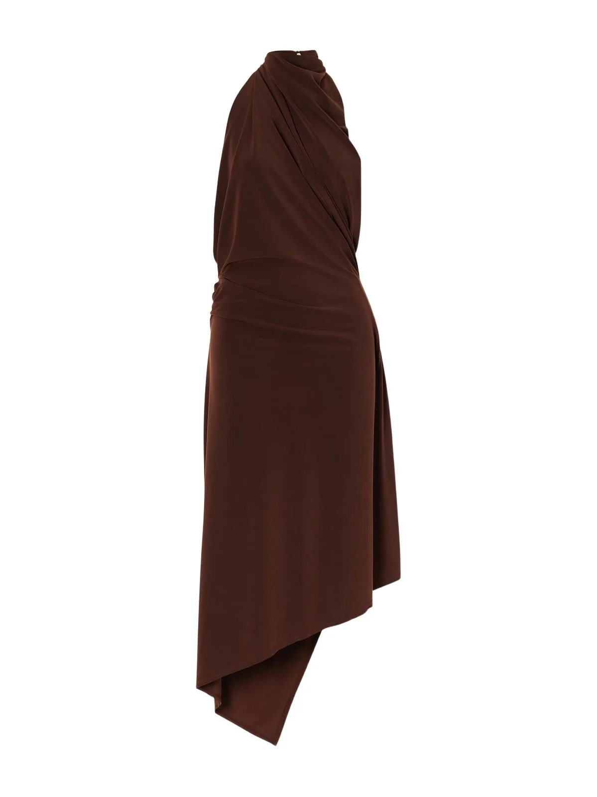 AARON ESH Asymmetric Gathered Jersey Halterneck Midi Dress