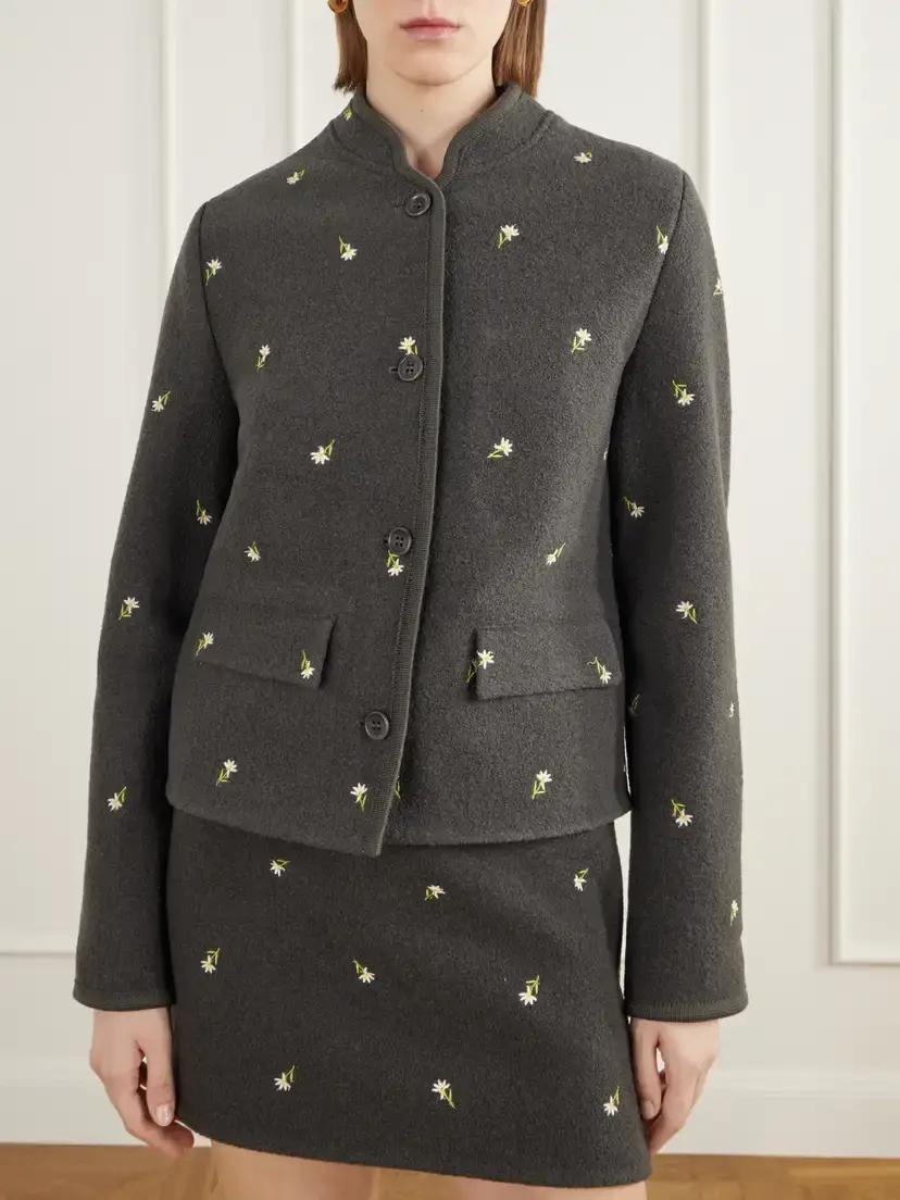 RIER Walker Floral-embroidered Felted Wool-fleece Jacket | Thumbnail 3 RIER Walker Floral-embroidered Felted Wool-fleece Jacket | Thumbnail 3