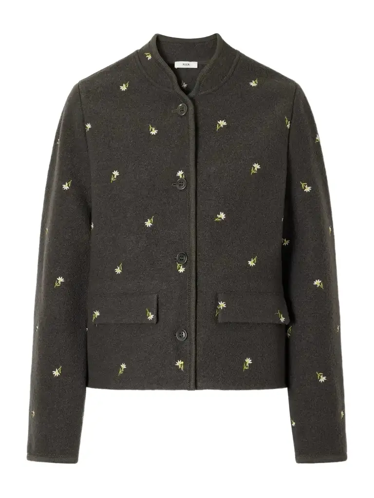 Walker Floral-embroidered Felted Wool-fleece Jacket Walker Floral-embroidered Felted Wool-fleece Jacket
