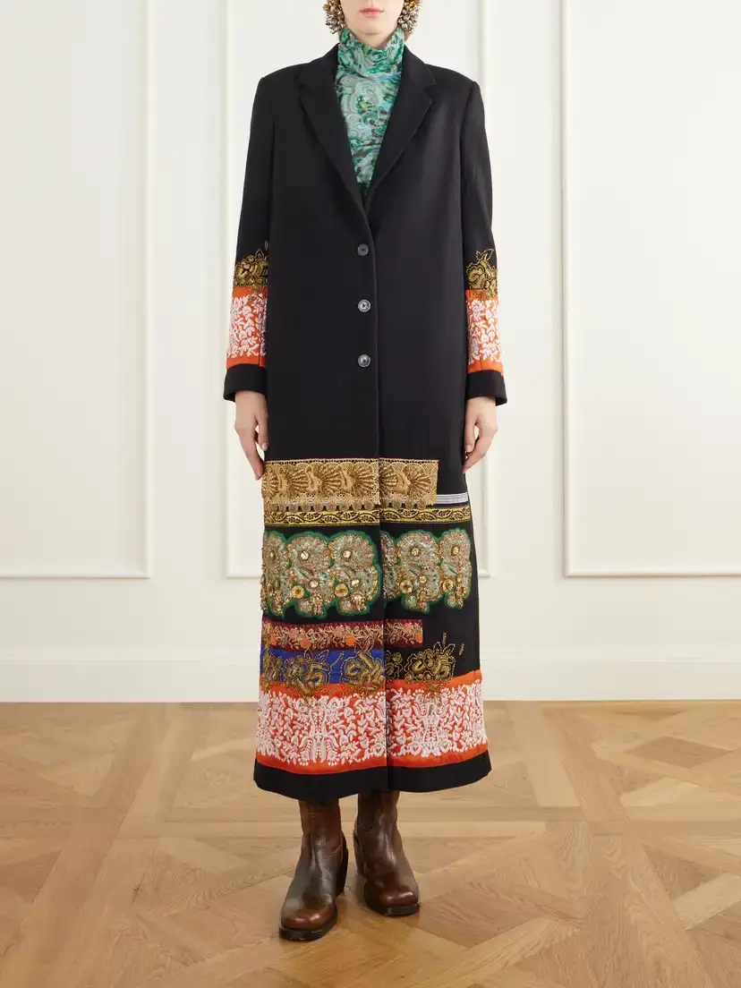 Dries Van Noten Embroidered Embellished Wool-felt Coat | Thumbnail 3 Dries Van Noten Embroidered Embellished Wool-felt Coat | Thumbnail 3
