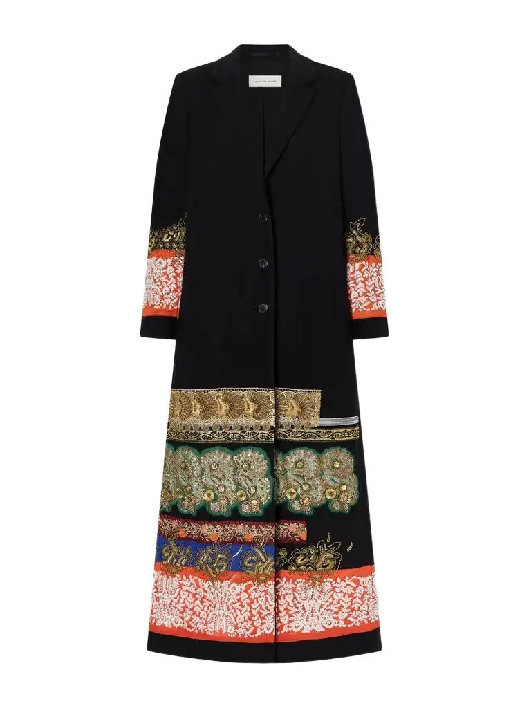 Dries Van Noten Embroidered Embellished Wool-felt Coat