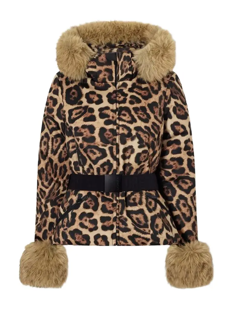 Goldbergh Jagger Belted Plush-trimmed Leopard-print Ski Jacket