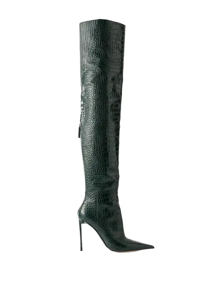 Tom Ford Vertigo 105 Croc-effect Leather Knee Boots