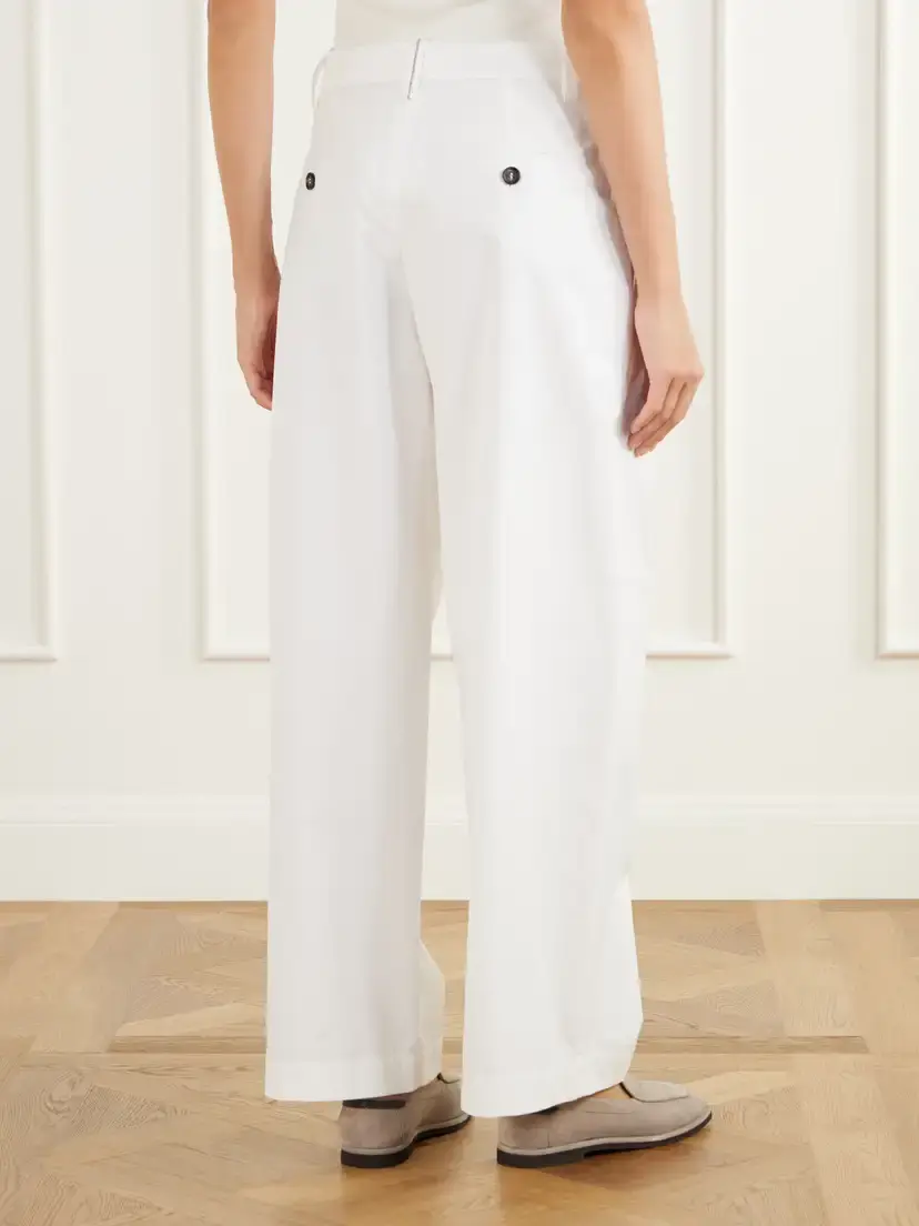 Brunello Cucinelli Pleated Cotton Woven Wide-leg Pants | Thumbnail 4 Brunello Cucinelli Pleated Cotton Woven Wide-leg Pants | Thumbnail 4