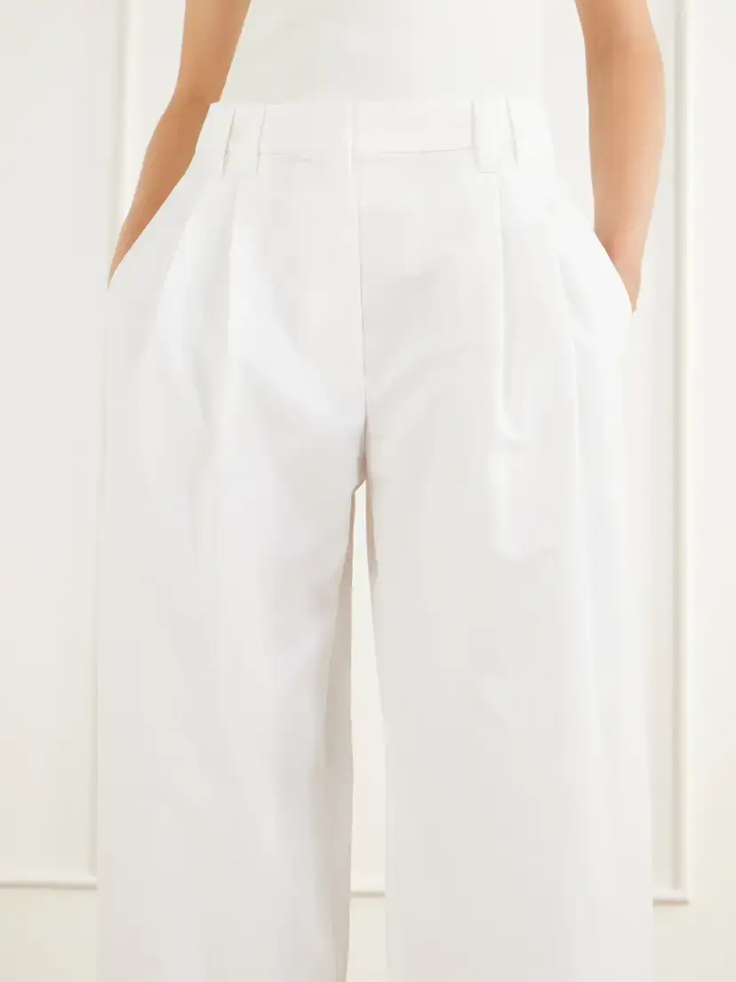 Brunello Cucinelli Pleated Cotton Woven Wide-leg Pants | Thumbnail 5 Brunello Cucinelli Pleated Cotton Woven Wide-leg Pants | Thumbnail 5