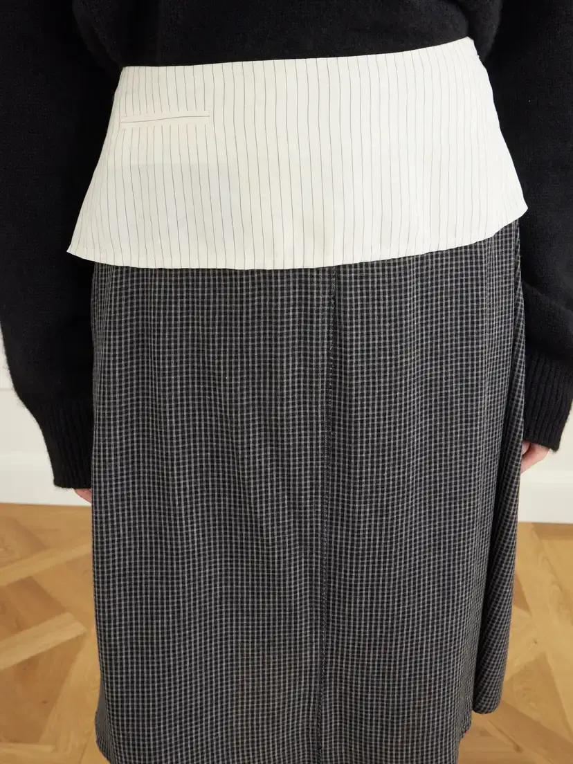 mfpen Committee Pinstriped Checked Seersucker Midi Skirt | Thumbnail 5