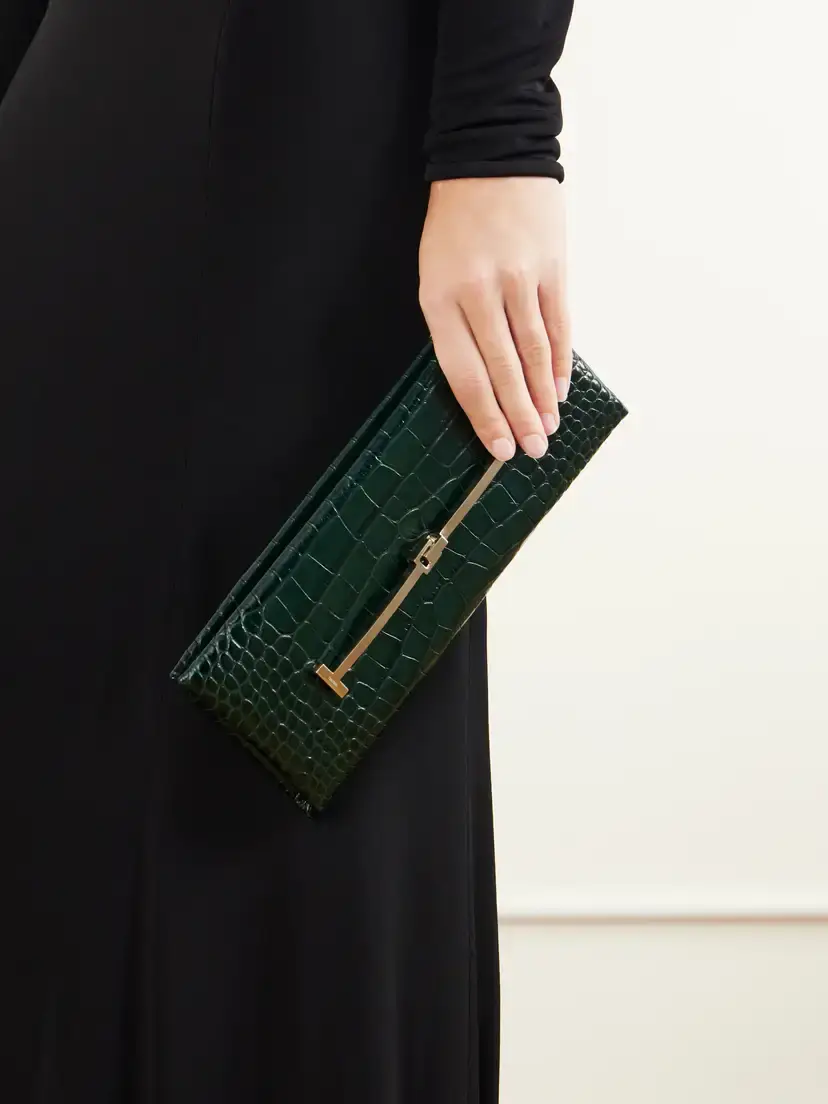 Tom Ford Tumbled Croc-effect Leather Clutch | Thumbnail 2 Tom Ford Tumbled Croc-effect Leather Clutch | Thumbnail 2