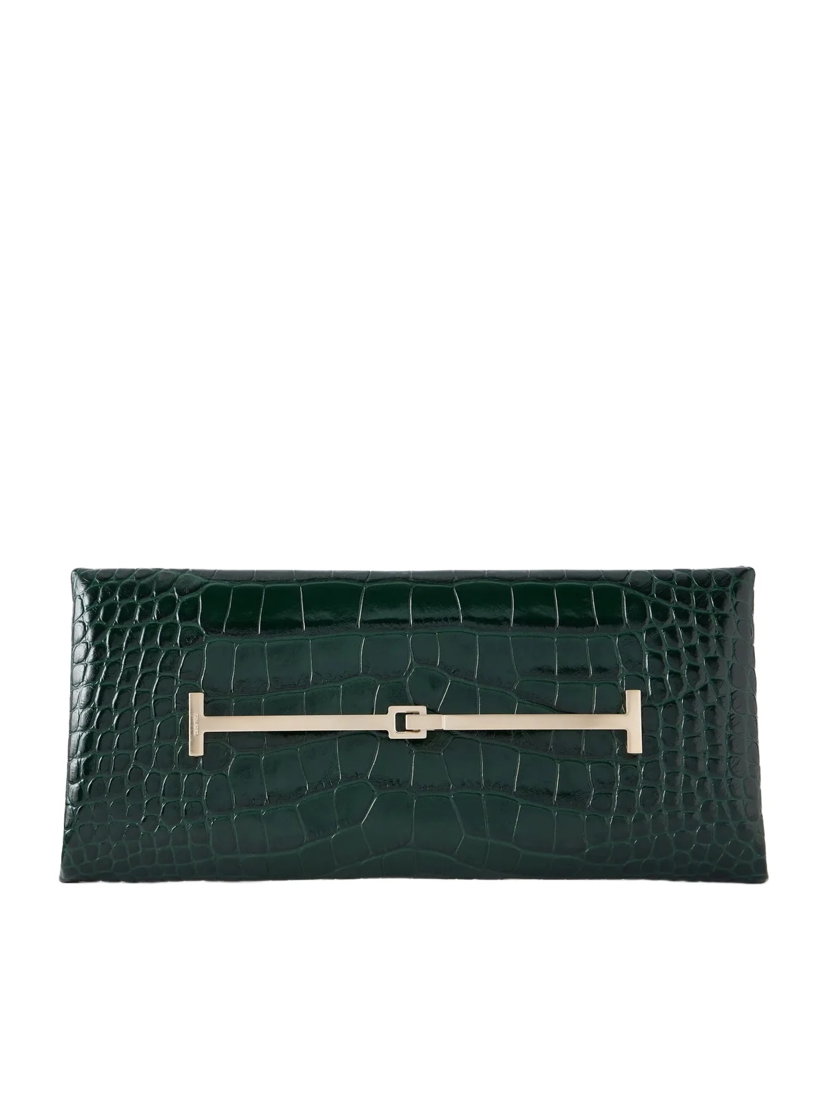 Tumbled Croc-effect Leather Clutch
