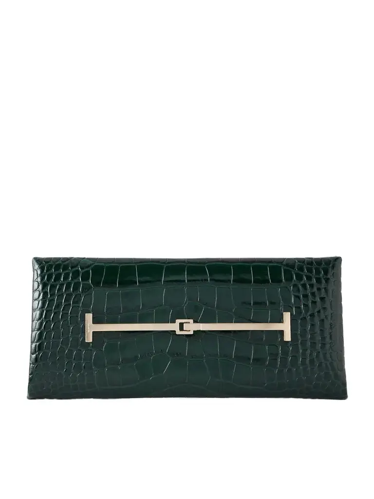 Tom Ford Tumbled Croc-effect Leather Clutch