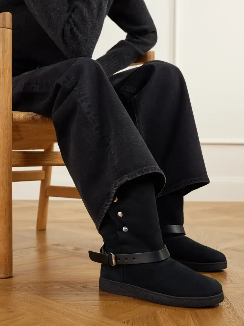 Isabel Marant Nolyz Buckled Leather And Shearling-trimmed Suede Ankle Boots | Thumbnail 2 Isabel Marant Nolyz Buckled Leather And Shearling-trimmed Suede Ankle Boots | Thumbnail 2