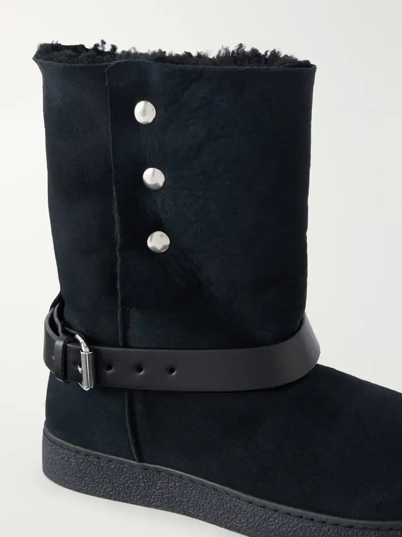 Isabel Marant Nolyz Buckled Leather And Shearling-trimmed Suede Ankle Boots | Thumbnail 5 Isabel Marant Nolyz Buckled Leather And Shearling-trimmed Suede Ankle Boots | Thumbnail 5