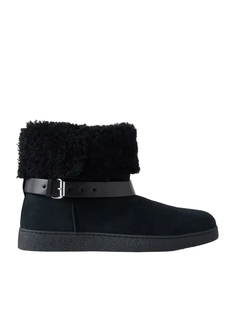 Isabel Marant Nolyz Buckled Leather And Shearling-trimmed Suede Ankle Boots
