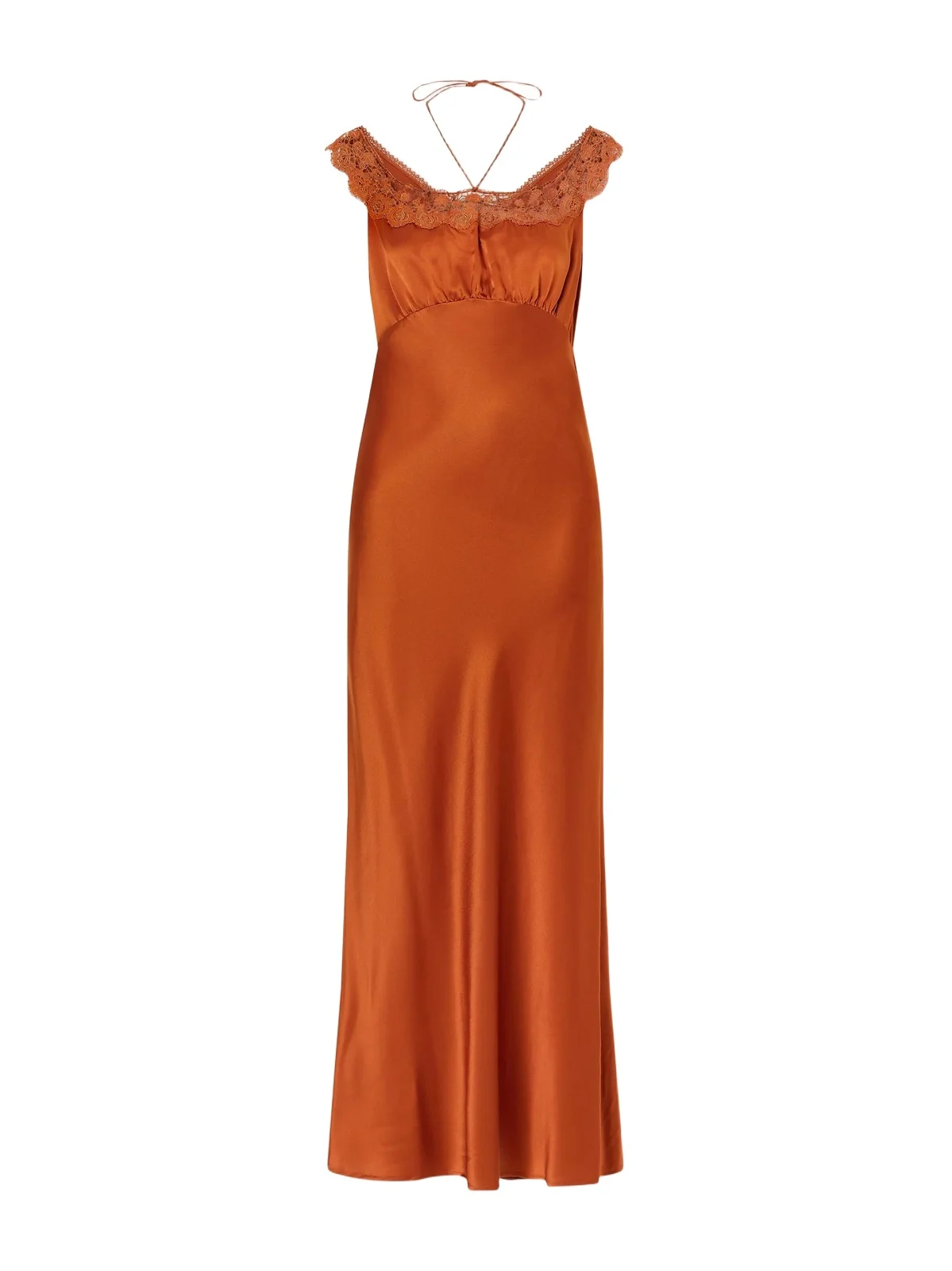 Crochet-knit Trimmed Silk-blend Charmeuse Halterneck Maxi Dress