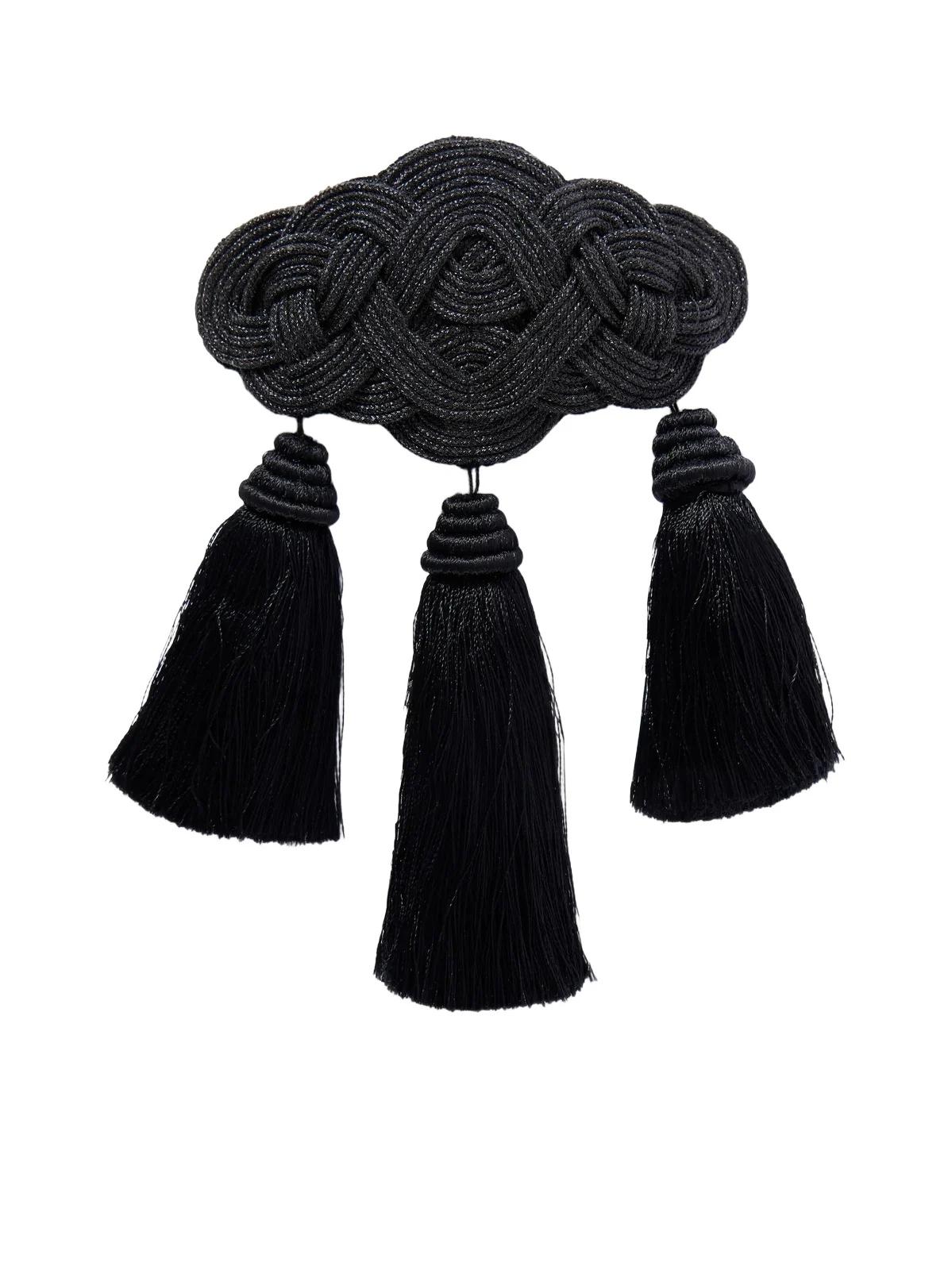 Jennifer Behr Olga Tasseled Embroidered Silk Hairclip