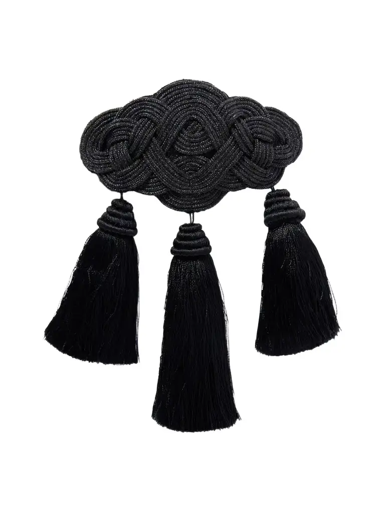 Jennifer Behr Olga Tasseled Embroidered Silk Hairclip