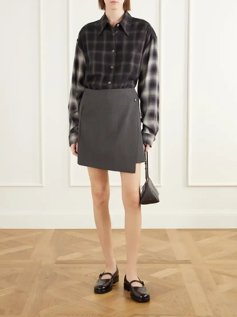 mfpen Titled Wool-twill Mini Wrap Skirt | Thumbnail 2 mfpen Titled Wool-twill Mini Wrap Skirt | Thumbnail 2