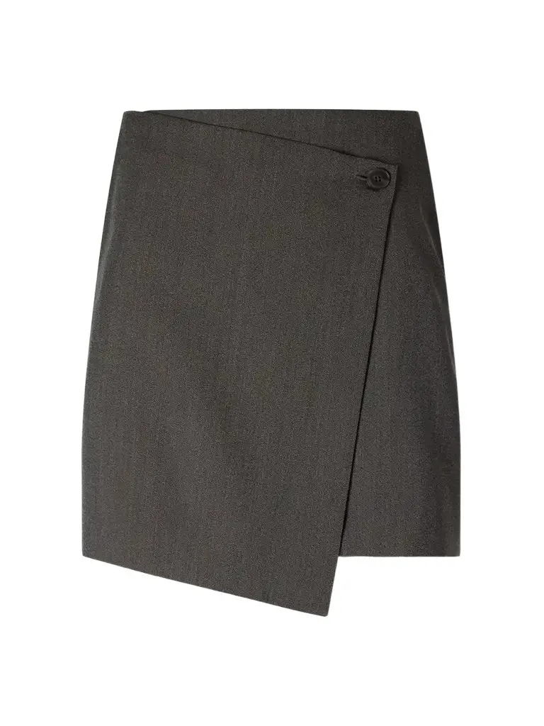 mfpen Titled Wool-twill Mini Wrap Skirt