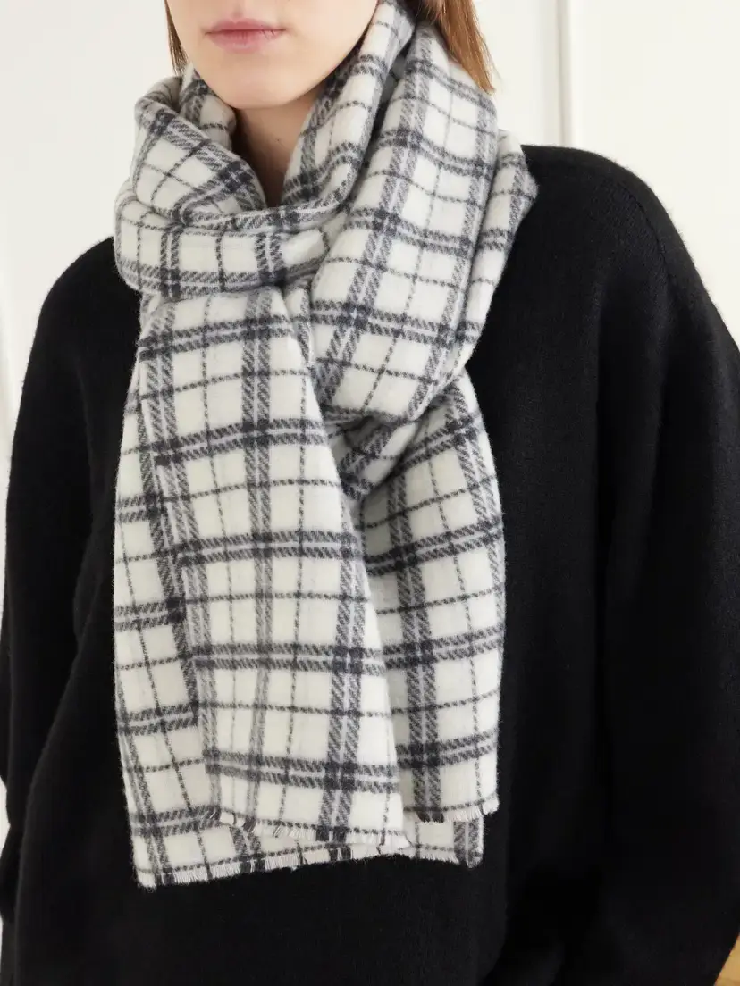 mfpen Facade Checked Felted Wool Scarf | Thumbnail 3 mfpen Facade Checked Felted Wool Scarf | Thumbnail 3