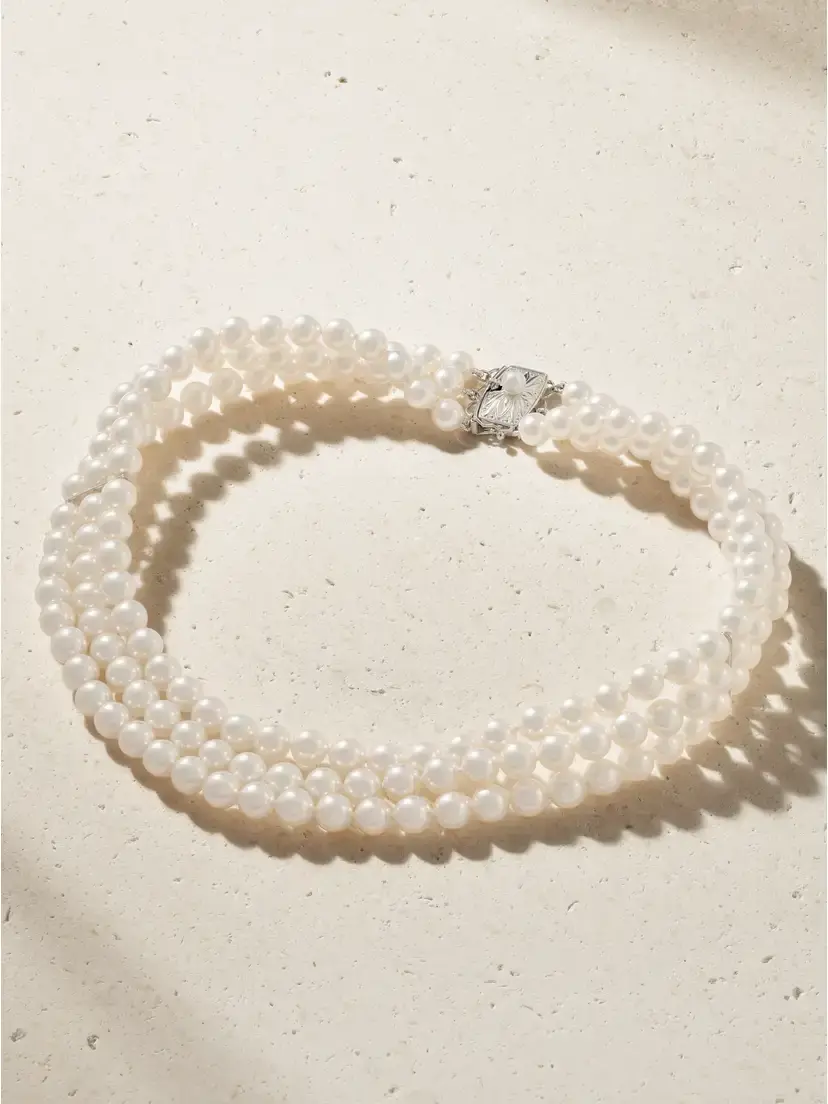 Mikimoto 18-karat White Gold Pearl Necklace