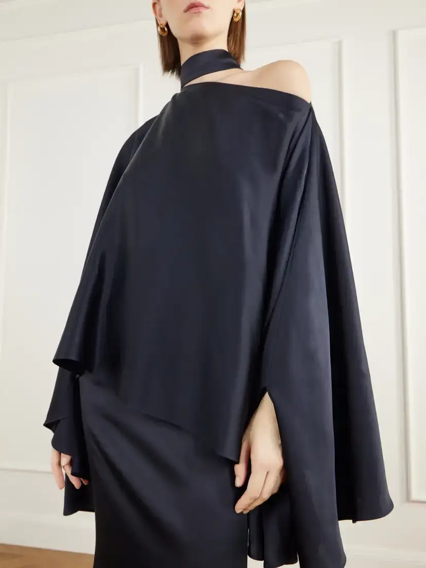 Taller Marmo Brooks One-shoulder Scarf-detailed Satin Blouse | Thumbnail 4