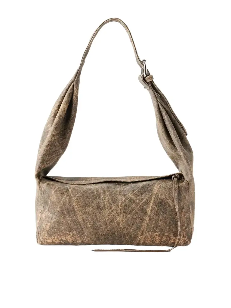 East West Medium Distressed Leather Shoulder Bag