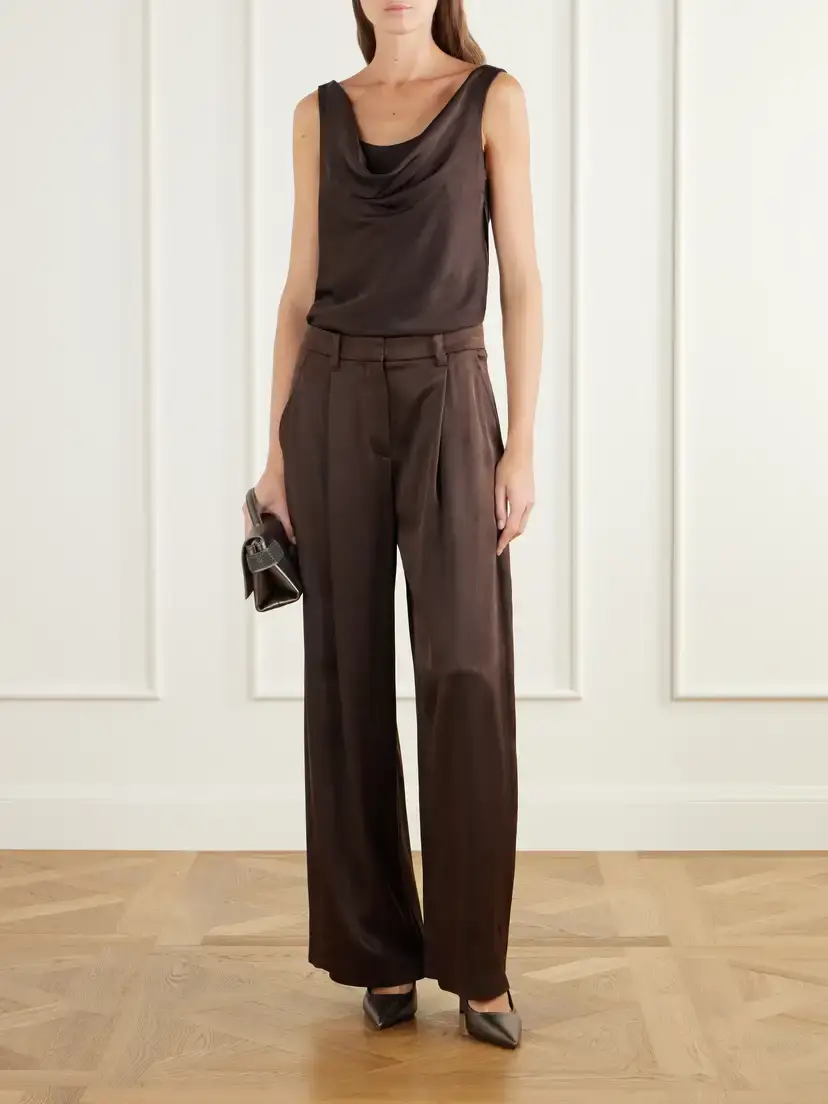 Brunello Cucinelli Silk-satin Wide-leg Pants | Thumbnail 2 Brunello Cucinelli Silk-satin Wide-leg Pants | Thumbnail 2