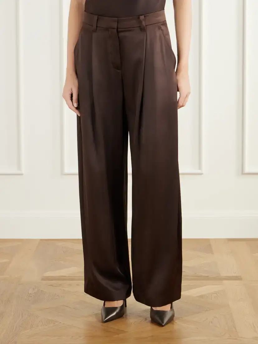 Brunello Cucinelli Silk-satin Wide-leg Pants | Thumbnail 3 Brunello Cucinelli Silk-satin Wide-leg Pants | Thumbnail 3