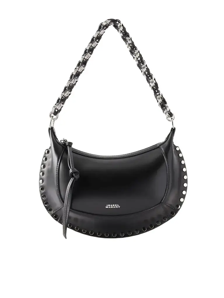 Isabel Marant Oskan Moon Studded Leather Shoulder Bag