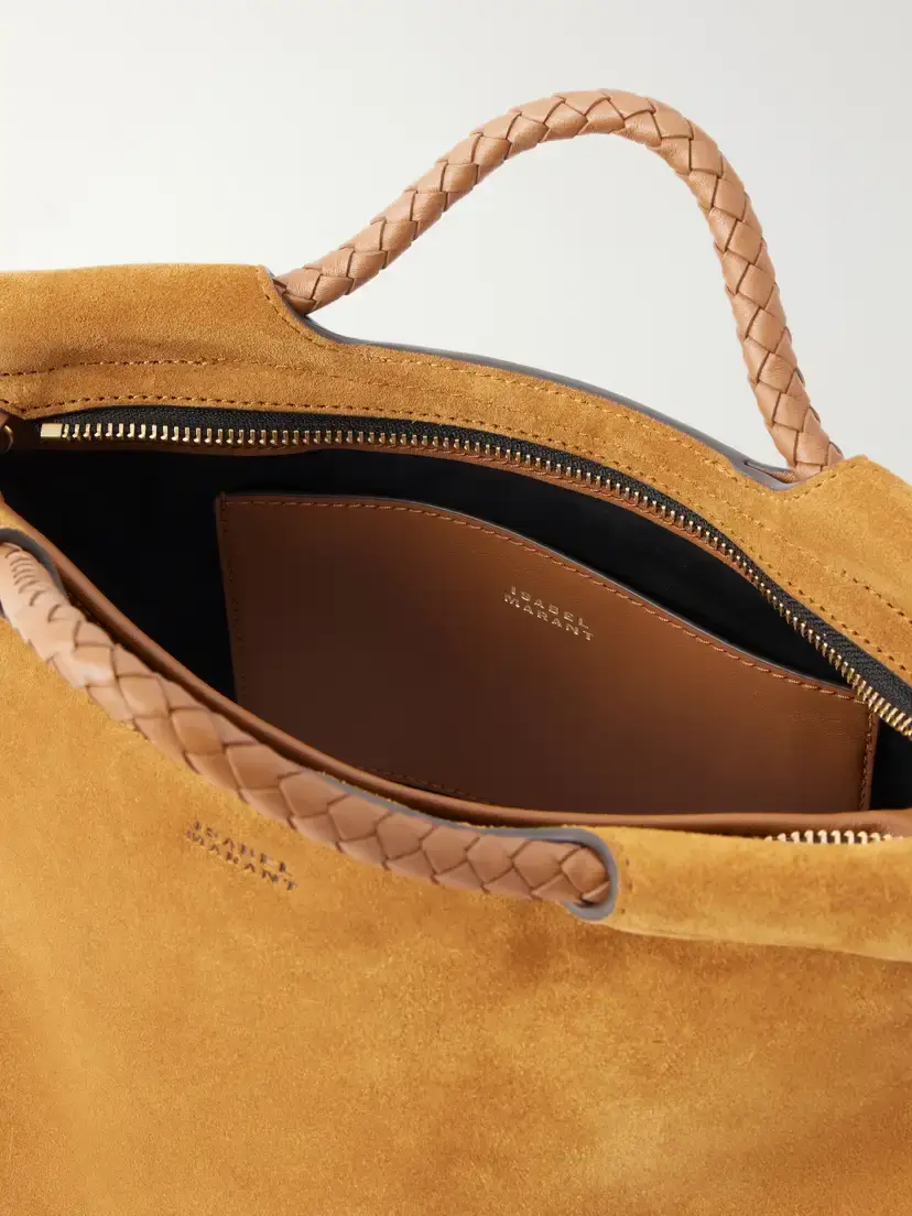 Isabel Marant Pipa Braided Leather-trimmed Suede Shoulder Bag | Thumbnail 6