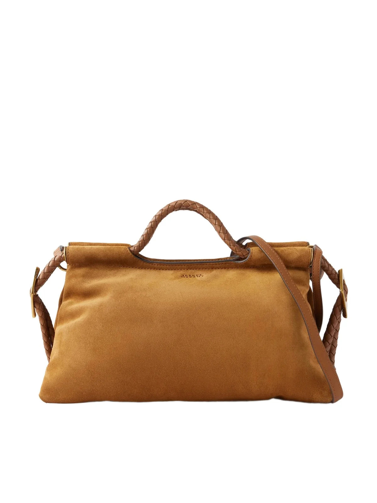Pipa Braided Leather-trimmed Suede Shoulder Bag Pipa Braided Leather-trimmed Suede Shoulder Bag