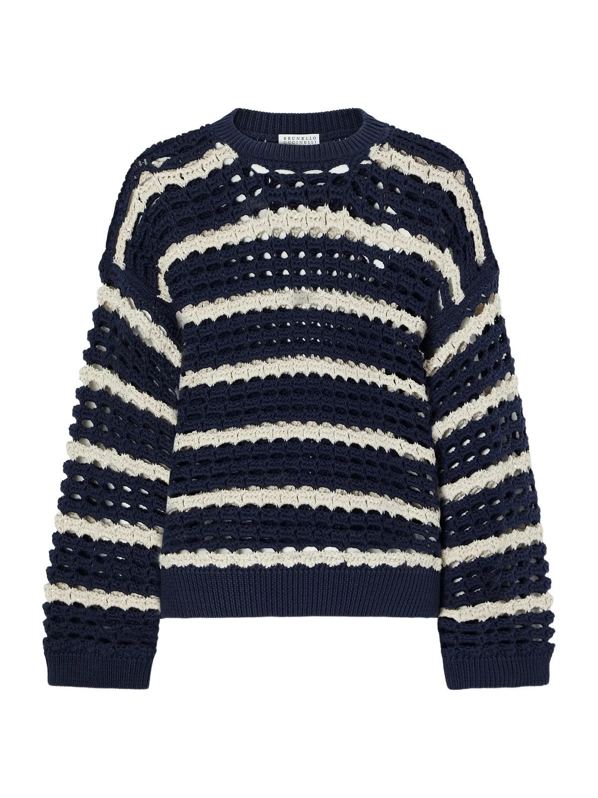 Striped Open-knit Cotton Sweater Striped Open-knit Cotton Sweater