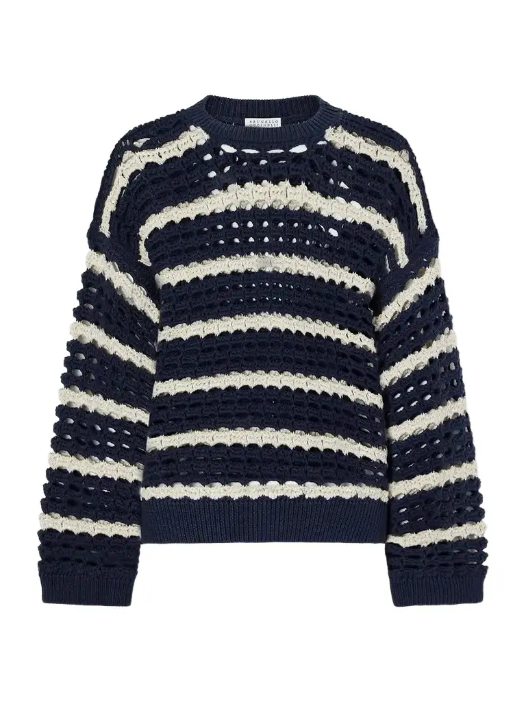 Striped Open-knit Cotton Sweater Striped Open-knit Cotton Sweater