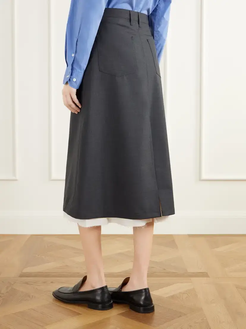 mfpen Rivet Layered Wool-fresco Midi-skirt | Thumbnail 4 mfpen Rivet Layered Wool-fresco Midi-skirt | Thumbnail 4