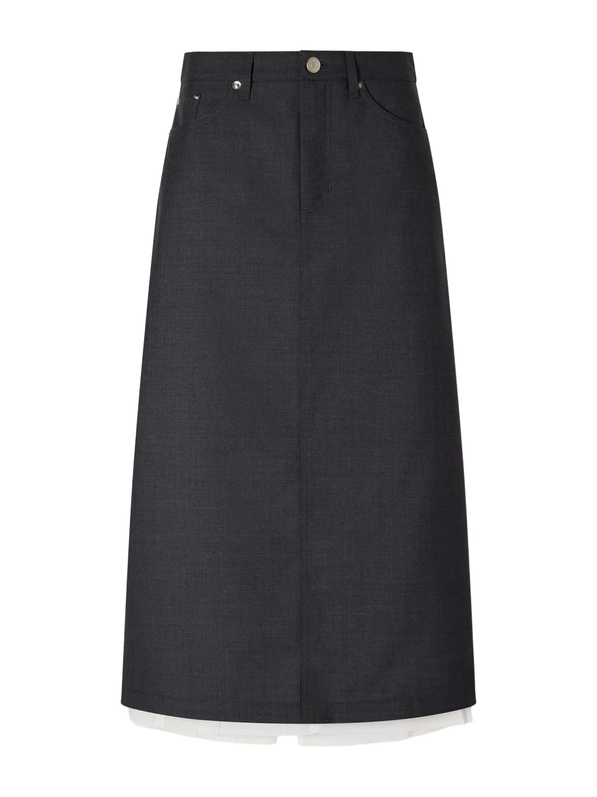 mfpen Rivet Layered Wool-fresco Midi-skirt