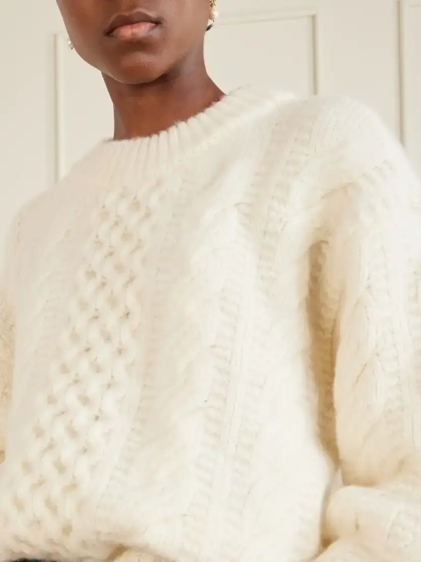 DÔEN Hallstatt Cable-knit Wool And Cashmere-blend Sweater - Neutrals | Thumbnail 5 DÔEN Hallstatt Cable-knit Wool And Cashmere-blend Sweater - Neutrals | Thumbnail 5