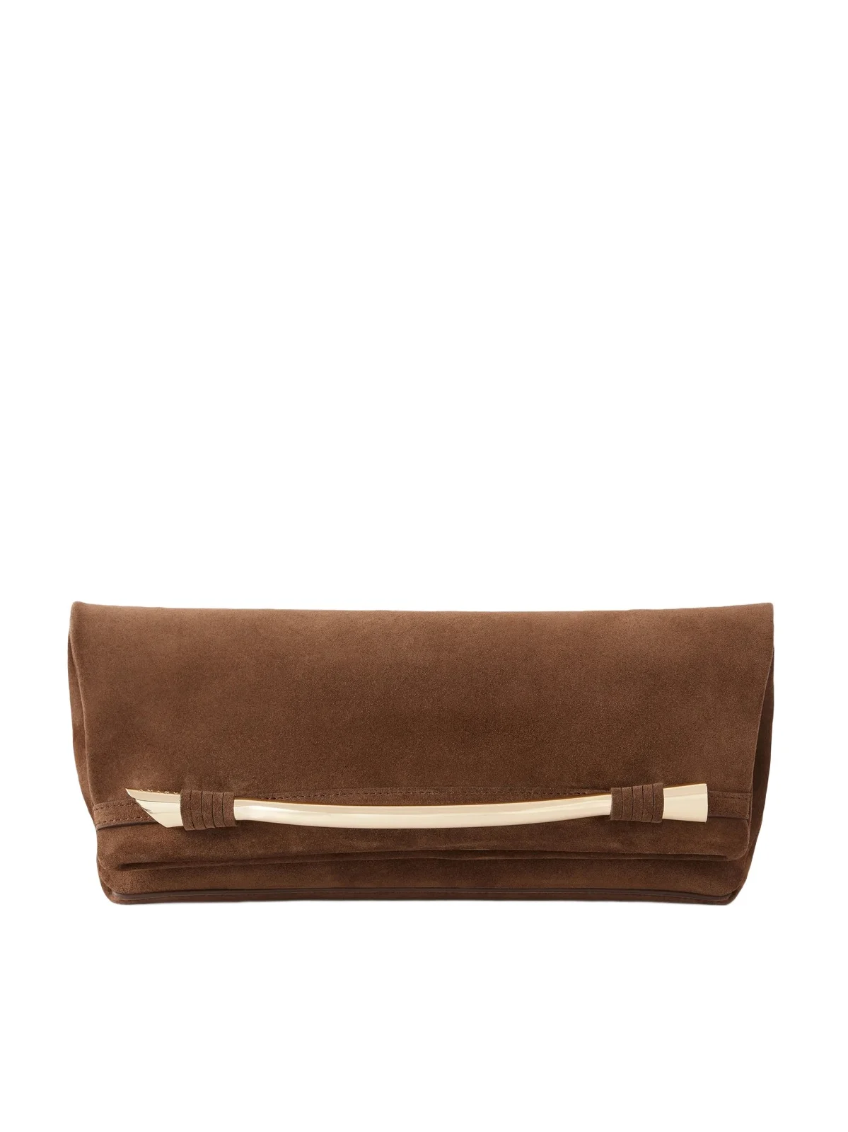 AMANU Egypt Embellished Leather-trimmed Suede Clutch