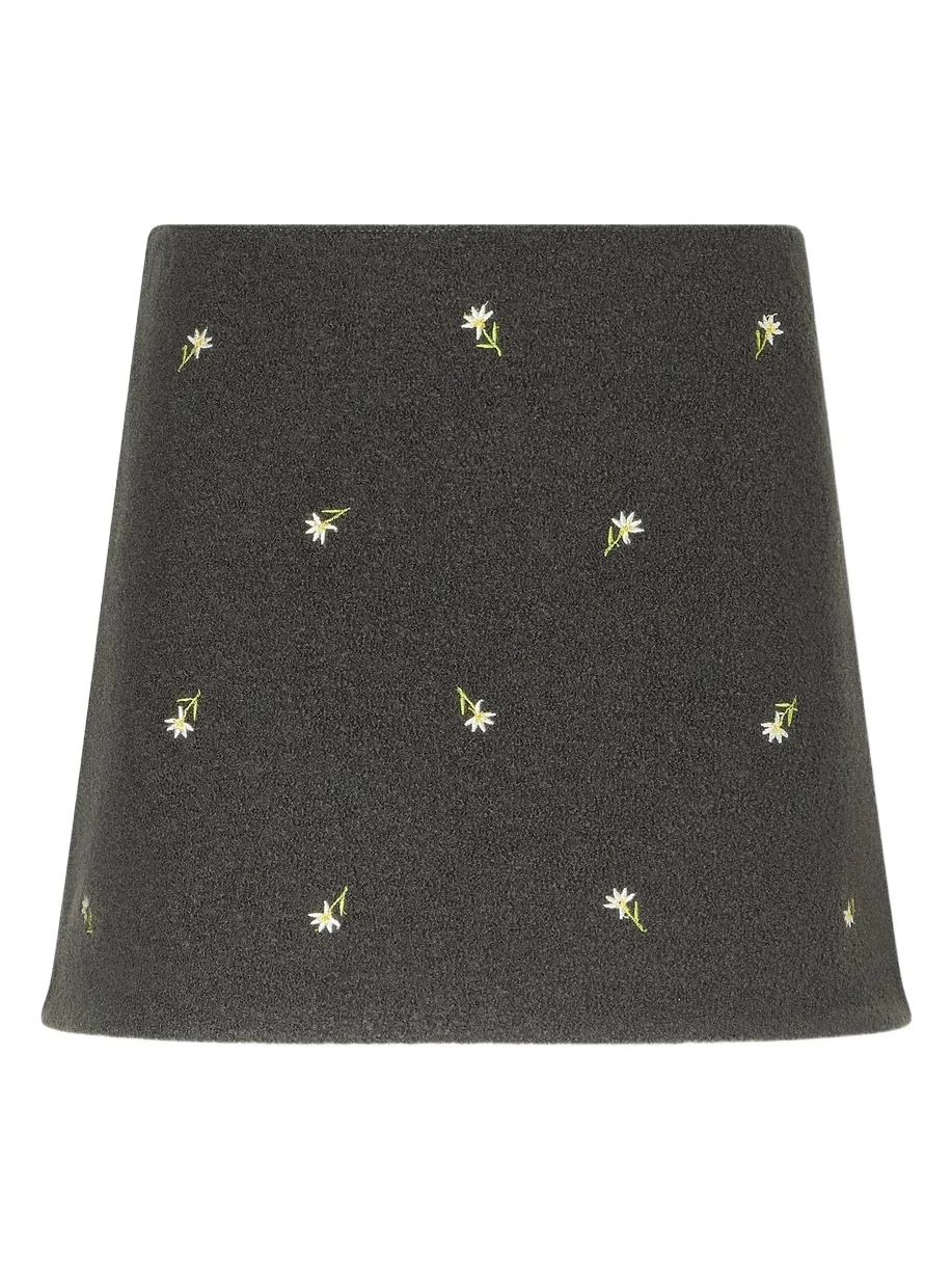 RIER Walker Floral-embroidered Felted Wool-fleece Mini Skirt