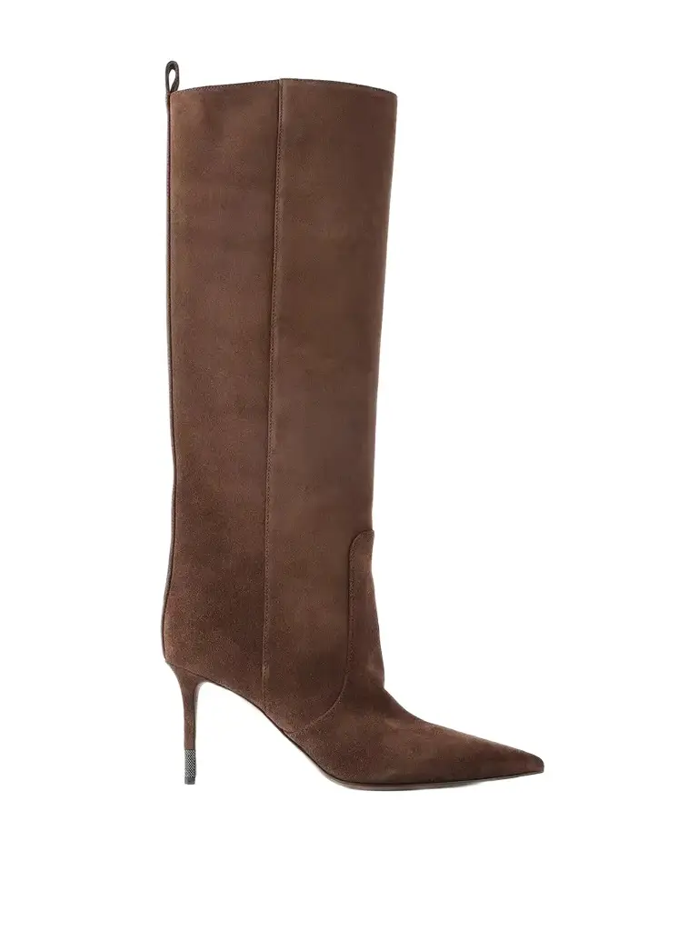 80 Bead-embellished Suede Knee Boots 80 Bead-embellished Suede Knee Boots