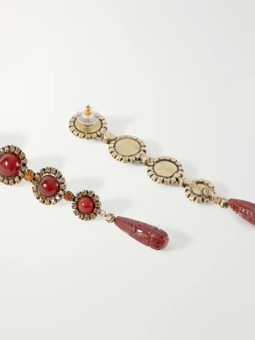 Jennifer Behr Rafferty Gold-tone Carnelian And Jasper Earrings - Burgundy | Thumbnail 4 Jennifer Behr Rafferty Gold-tone Carnelian And Jasper Earrings - Burgundy | Thumbnail 4